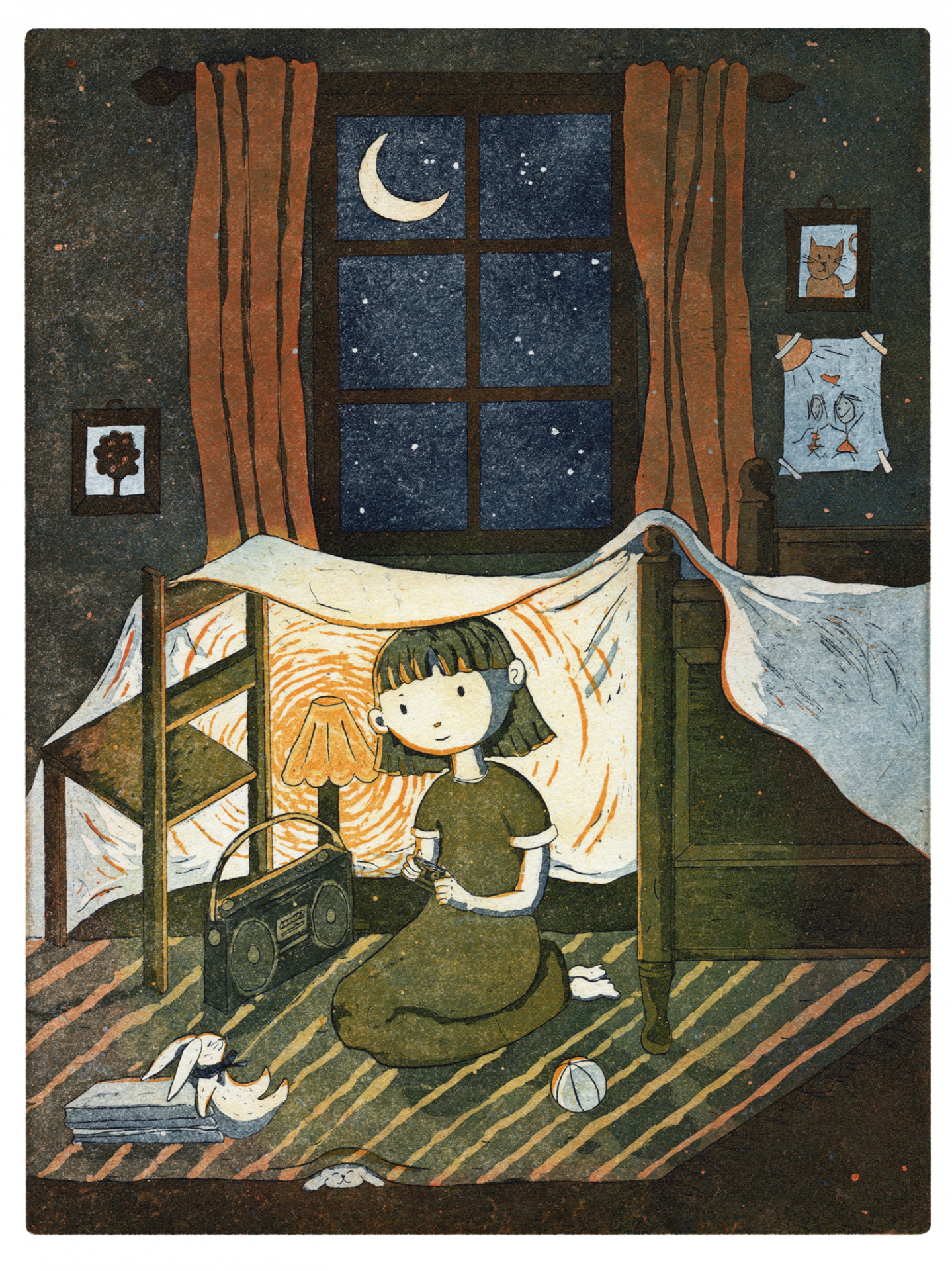 SARA KOSKINEN Kassettbandspelare, 2022 Etching and aquatint 29 x 36 cm