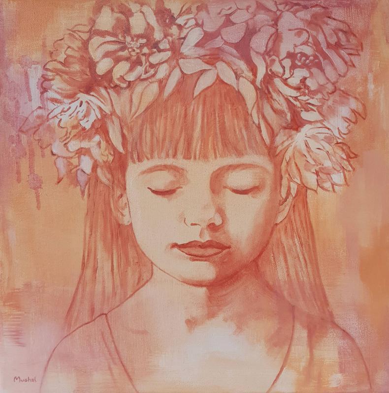 Maria Mughal, Kesäpäivä akryyli kankaalle, 45 x 45 cm,  2023 