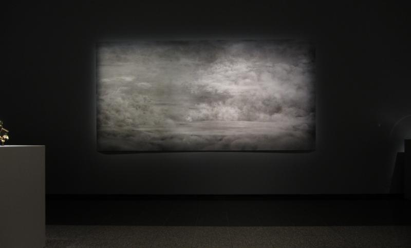 ElisaMatikainen, "Meri, taivas ja maa", hiili paperille, 150x300cm, 2022