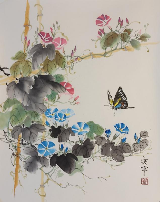 Anne Rantanen, Butterfly effect, chinese inkpainting on ricepaper, 60 x 50 cm, 2022,  photo Anne Rantanen