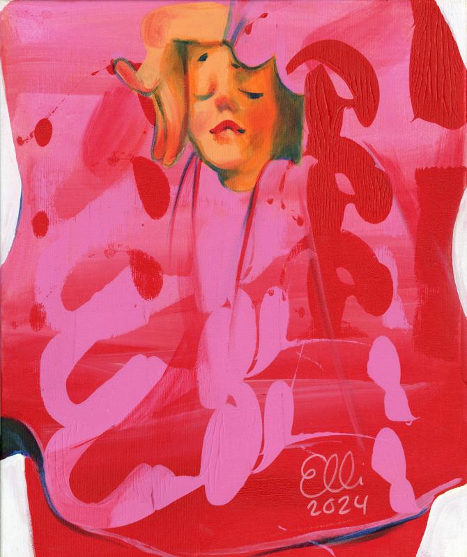 Elli Maanpää, Self Care, akryyli kankaalle, 46 x 55 cm, 2024. Kuvaaja: Elli Maanpää