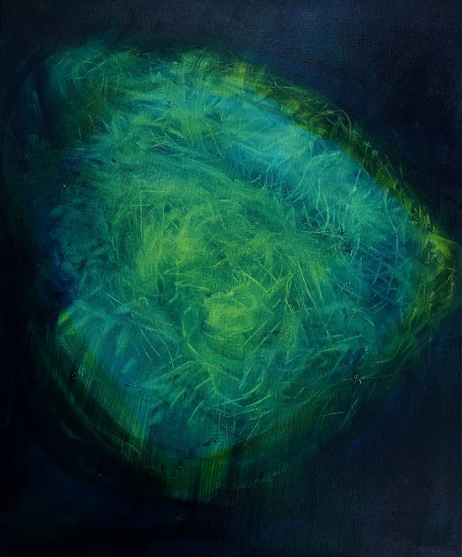 Riikka Kontio, UnohtunutAarre–a forgotten Gem, acryl and oil on canvas, 65x54cm, 2023