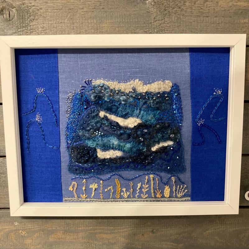 Anna Nilsson, Stormigt hav, textilbild 30 x 40 cm 2023