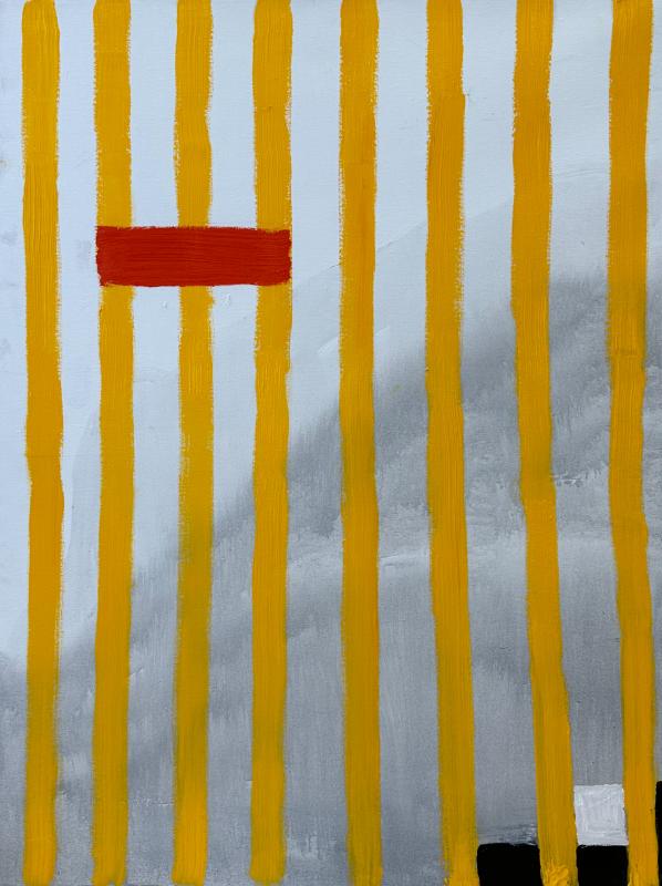 Martti Siimes, The Yellow dominating, öljy kankaalle, 81x100 cm, 2023