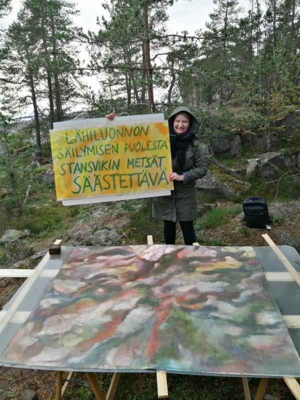 Akvarelli Stansvikin metsässä, syksy 2023