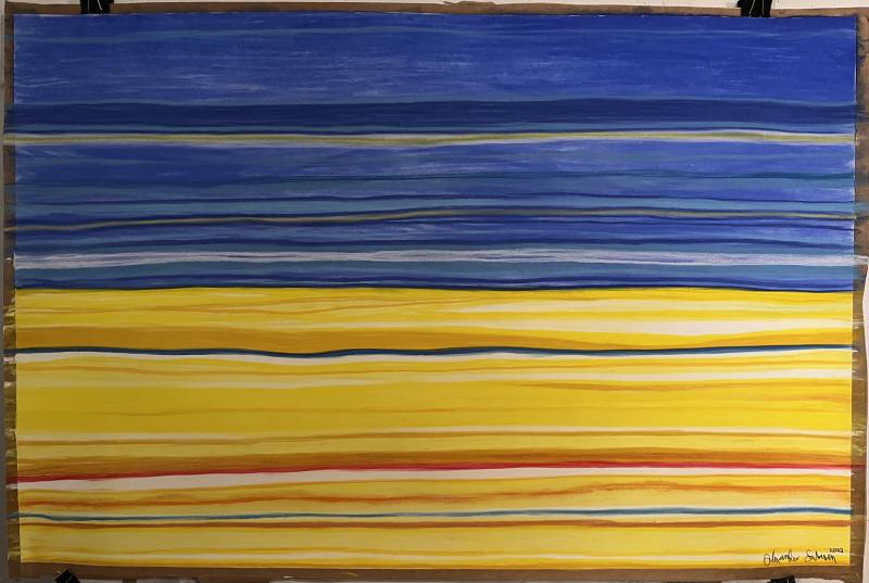 Alexander Salvesen; Blood, Clouds and Sunflowers, 2022; pastel on paper, 96 x 148 cm