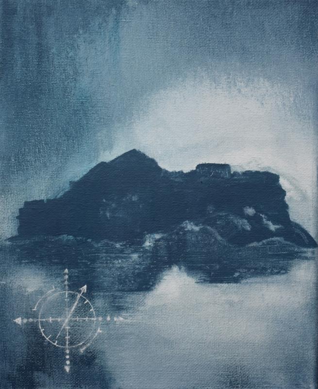 Anne Turkulainen, Yksinäisyyden saari, akryyli, 2022. koko 22 x 27 cm