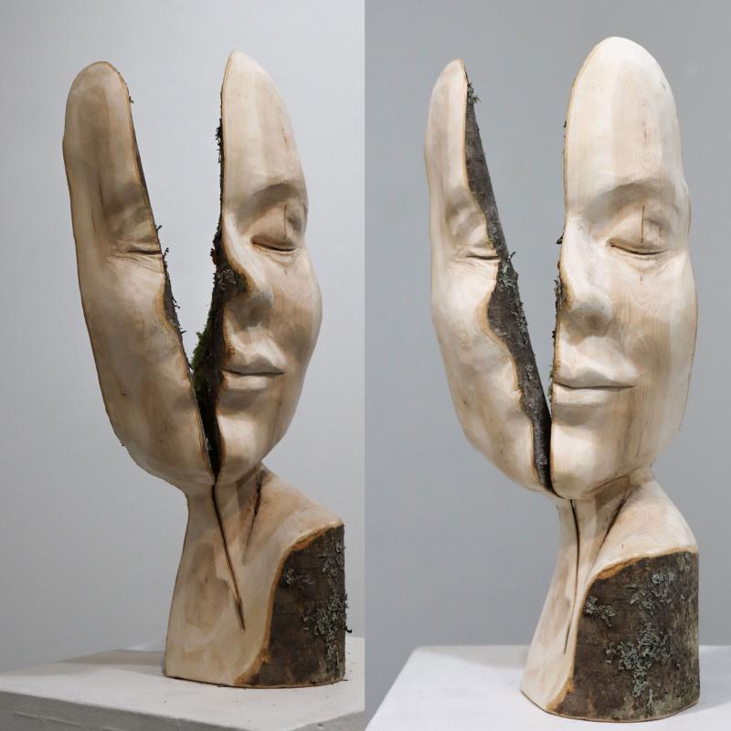 Katri Oikarinen, Otan sen tyyneydellä, 2024, Pihlaja, 55 x 30 x 20 cm, kuvaaja Katri Oikarinen