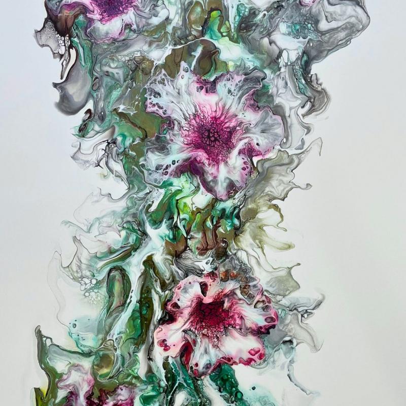 Luonnon syleilyssä, elämän terälehdissä virtaa elinvoima, ammentaen voimansa rakkaudesta, Bloom 150x120 cm canvas, 2023 Pirre Toikkanen
