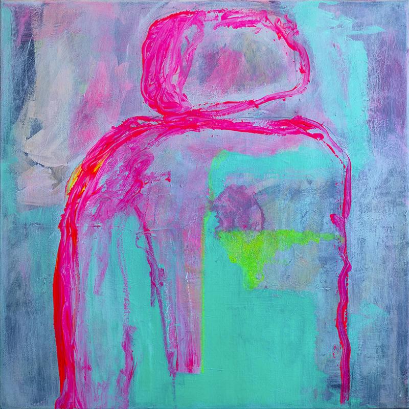 Näky II  2024 sekatekniikka (akryyli, tussi, hiili) 60x60cm