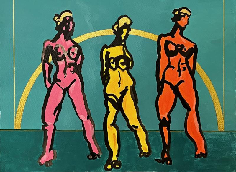 Annika Brandt, Trio, blandteknik, 30x40cm, 2025, fotograf Annika Brandt