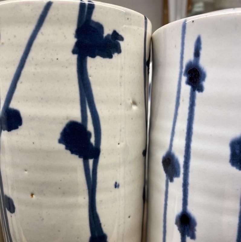 White tin ware with cobalt decoration
