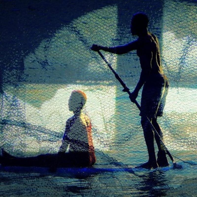 Raija Kuisma, Soutajat, digitaalinen valokuva lasille, 2018, 35cmX60cm