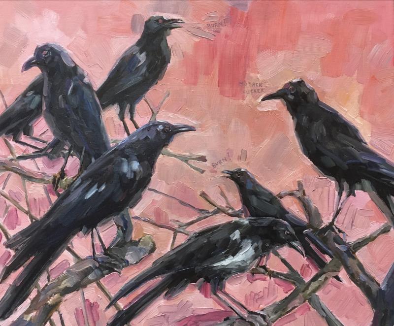 Topi Ruotsalainen: Burn, 2020, öljy kankaalle, 66 x 82 cm