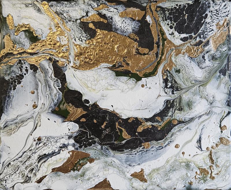 Carita Nissinen, Golden art, akryyli, 24x30, 2025, kuvaaja Carita Nissinen