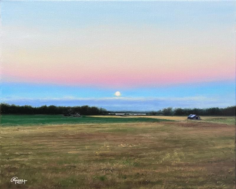 Rafael Guerra, Moonrise on the Finnish Countryside, Oil on Canvas, 33x41cm, 2025