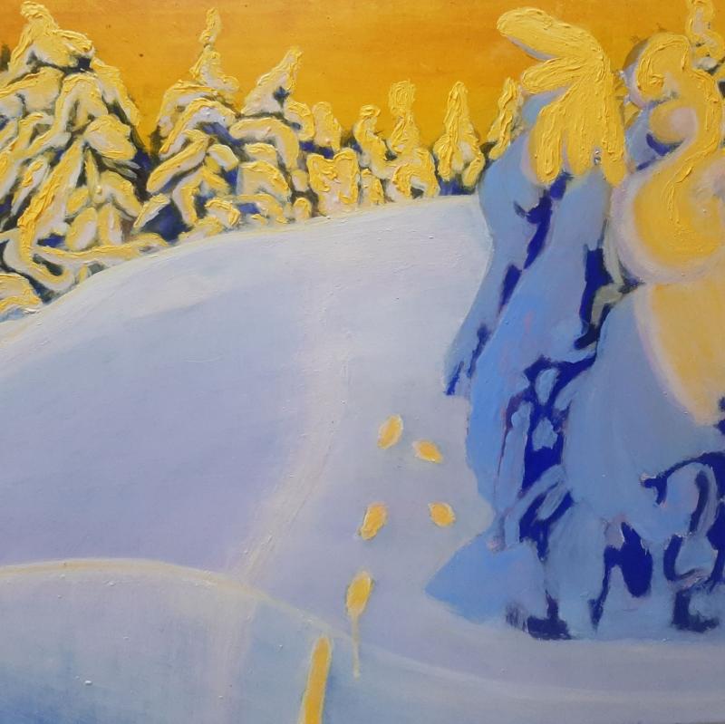 Hilja Roivainen, Lumipolku, öljy MDF-levylle, 30 x 40 cm, 2022, Hilja Roivainen