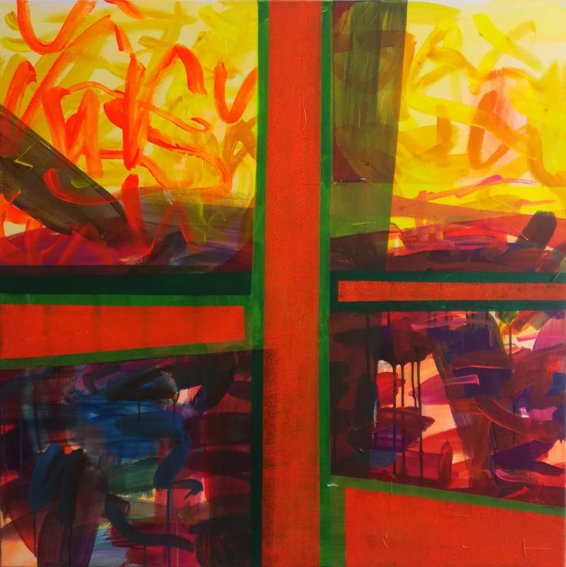 Katja Öhrnberg, Muiden elämä, akryyliväri kankaalle, 100 x100 cm, 2020, K atja Öhrnberg