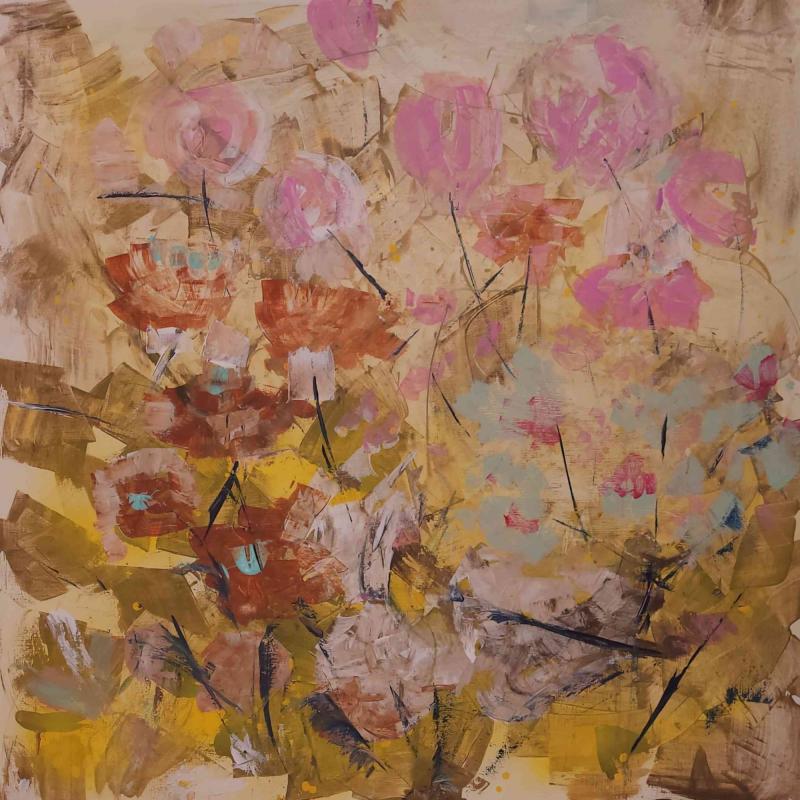 Lea Karvala  "Bomullsfält , Puuvillapelto, Cotton field" Acryl 2025 100x100cm