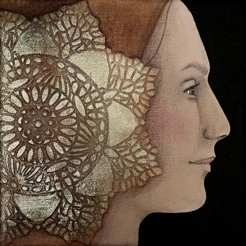 CASILDA, monitekniikka kankaalle, 20 x 20 x 4 cm