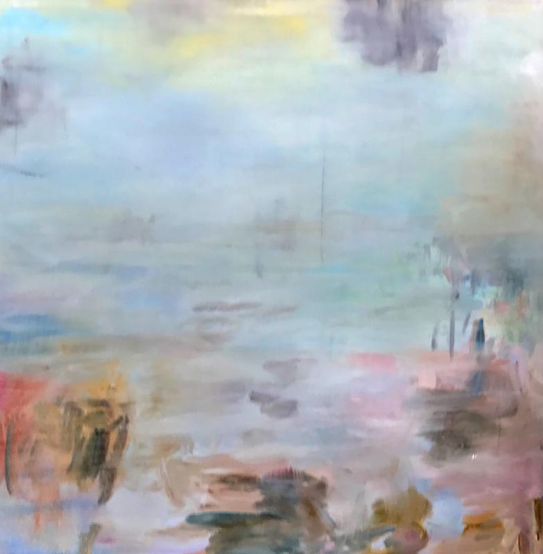 Marja Maljonen, Utu, akryyli/ öljy/kankaalle 100 x 100/ 2022, kuvaaja Marja maljonen