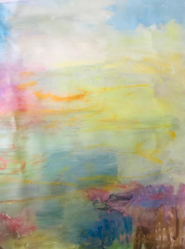 Marja Maljonen, Break of day,  akryyli/öljy/kankaalle , 100x100, 2023, kuvaaja Marja Maljonen