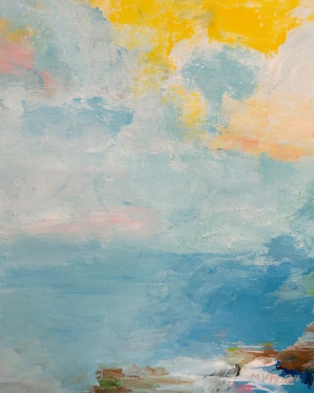 Marja Maljonen, merenneito, akryyli/kankaalle, 50x50, 2025, kuvaaja Marja Maljonen