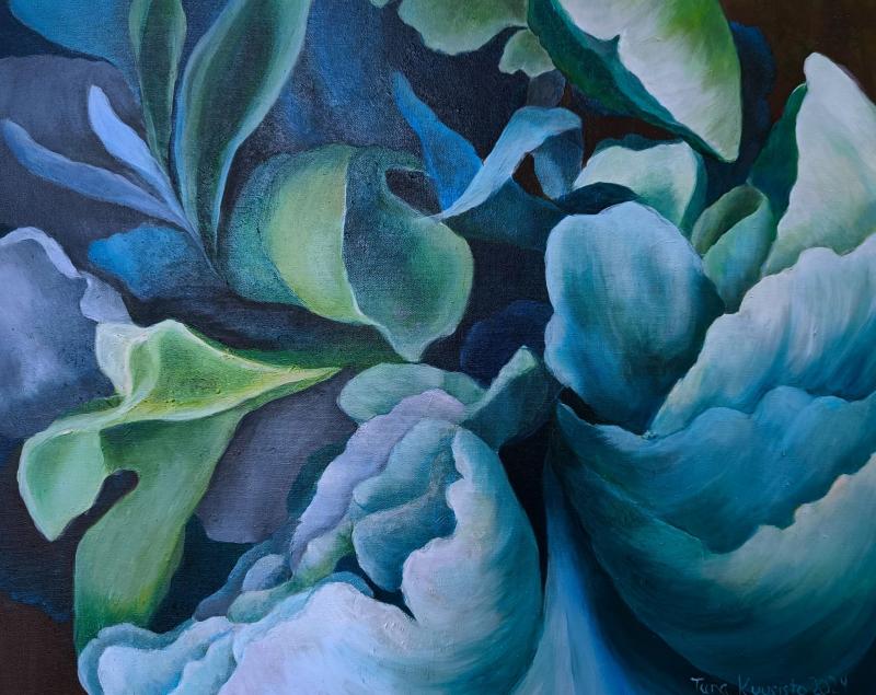Sinisen kosketus, öljy kankaalle, 54x65 cm, 2024