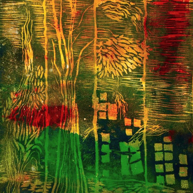 Vakt, 29 x 39 cm, monotypi, Maria Junes 2024 | Vahti 29 x 39 cm , monotypia, Maria Junes 2024 | Watch 29 x 39 cm, monotype, Maria Junes 2024