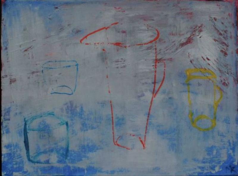 Kattaus kahdelle, öljy kankaalle, 50x70, 2019, kuvaaja: Milla Isomäki