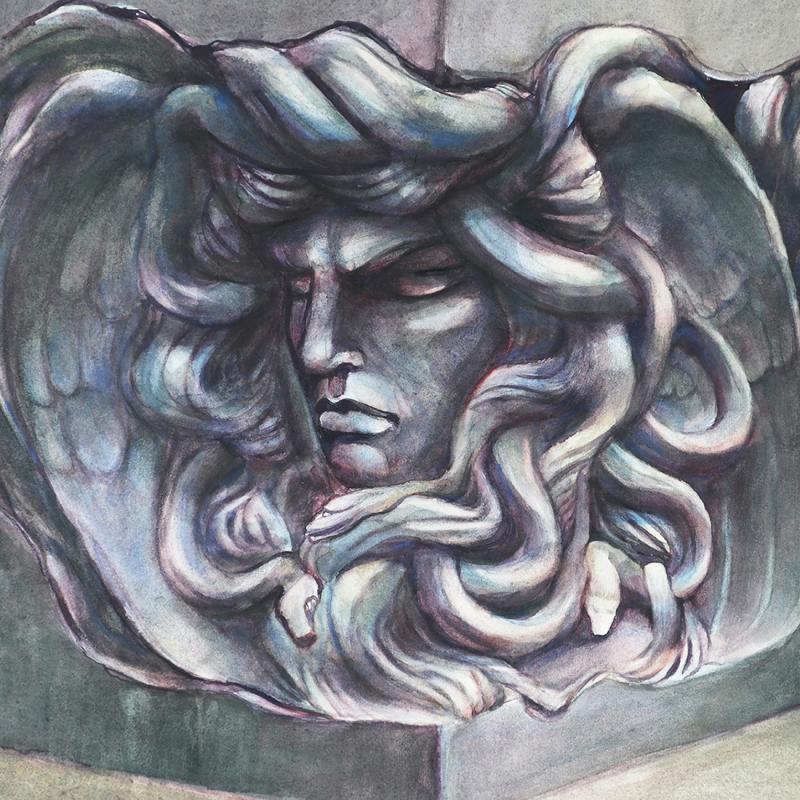 Petrified Wings / Kivettyneet siivet /akvarelli 38x56cm