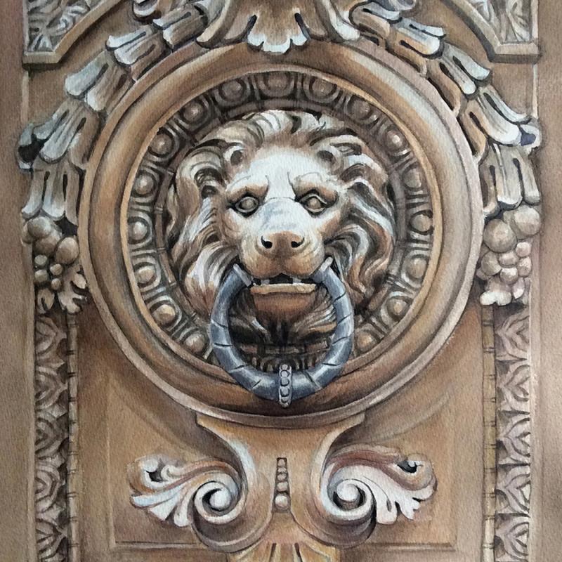 Door_Aleksanterinkatu_Helsinki /akvarelli / 38x56cm