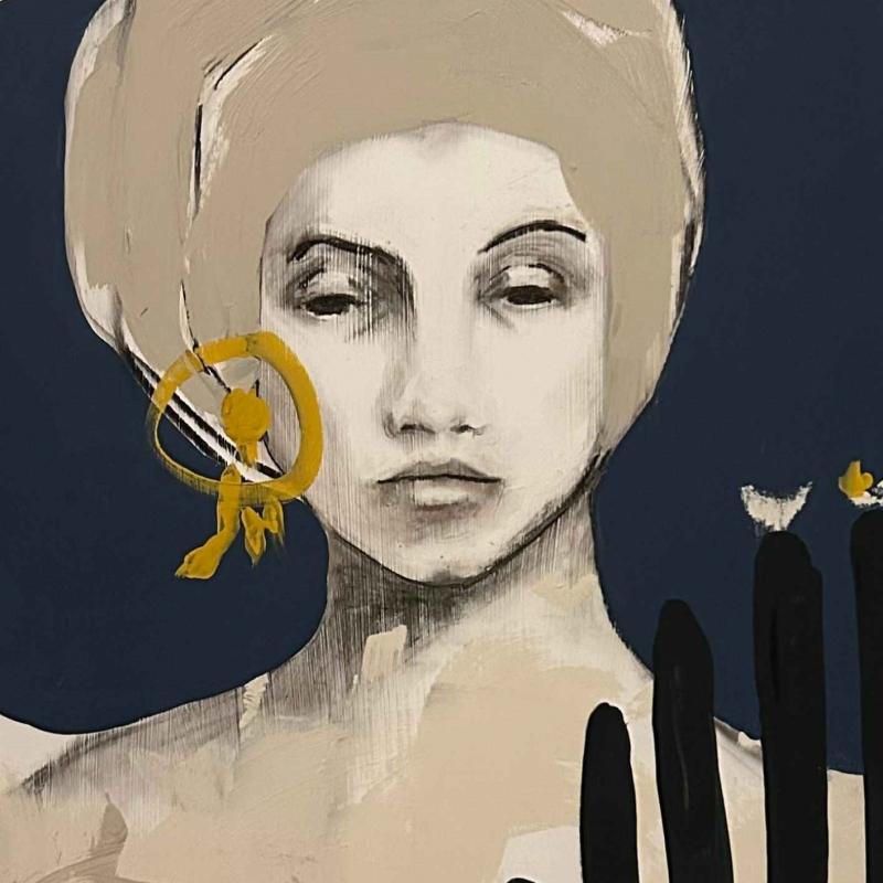 Queen of fucking everything_2024_akryl, kol, kalkblandning på trä_60x40cm