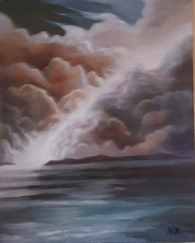 Matti Heiskanen,"Luojan valo" 2023,  öljyväri kankaalle   95 x 115