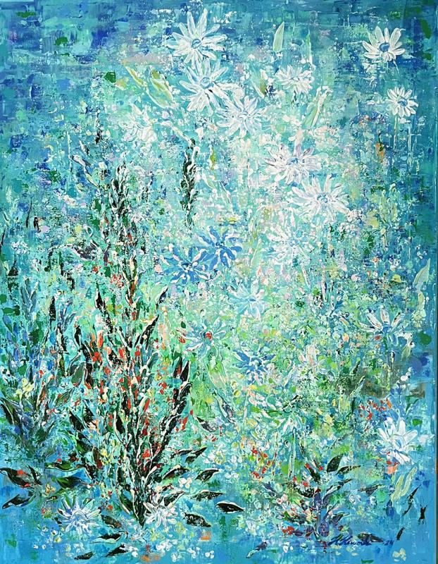 "In the Wake of You", Heidi Heinonen, Akryyli kankaalle, 77x60, 2024, kuvaaja Heidi Heinonen.