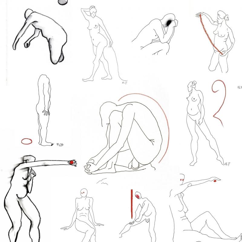 3 Min People - Follow the Line and Dont Drop the Ball collage, 40 x 30