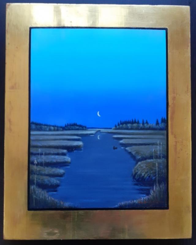 Andakt - olja på panneau Peter Borotinskij, ca 30x40 cm.