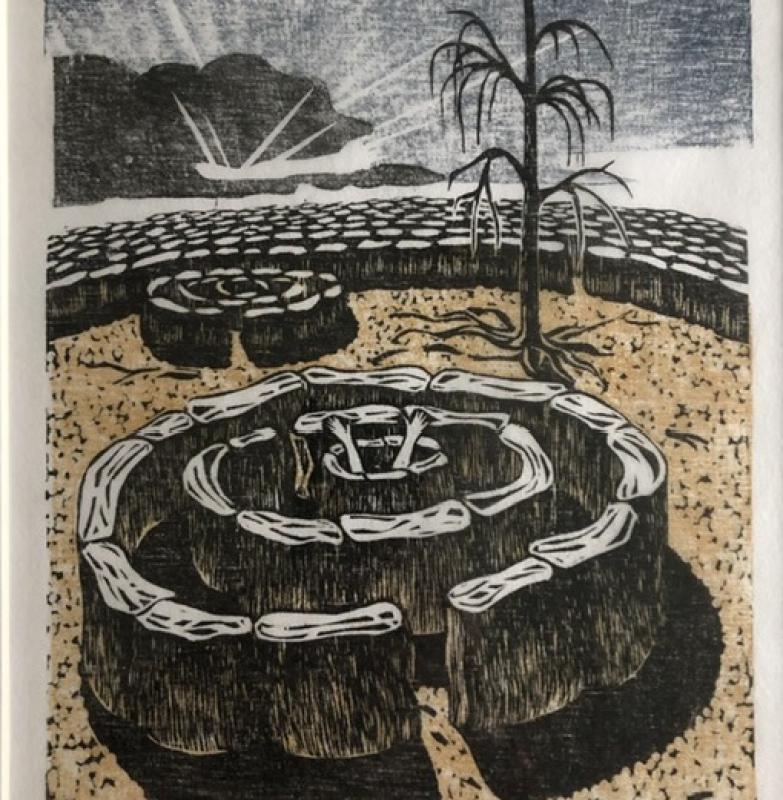Niin lähti kaunis päivänsäde
väripuupiirros, 1984.