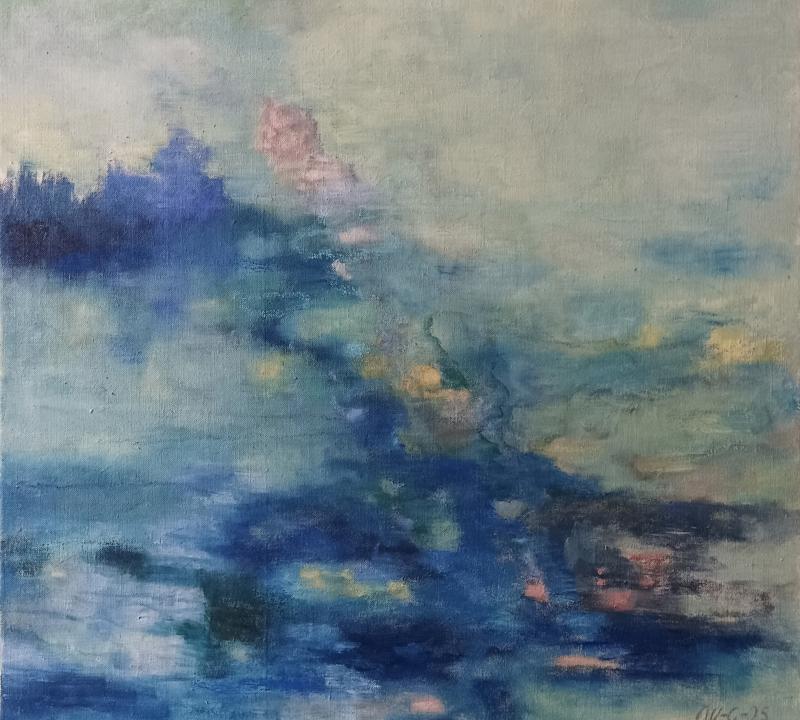 Vedenalainen Järvi, öljy pellavalle, 75 x 75