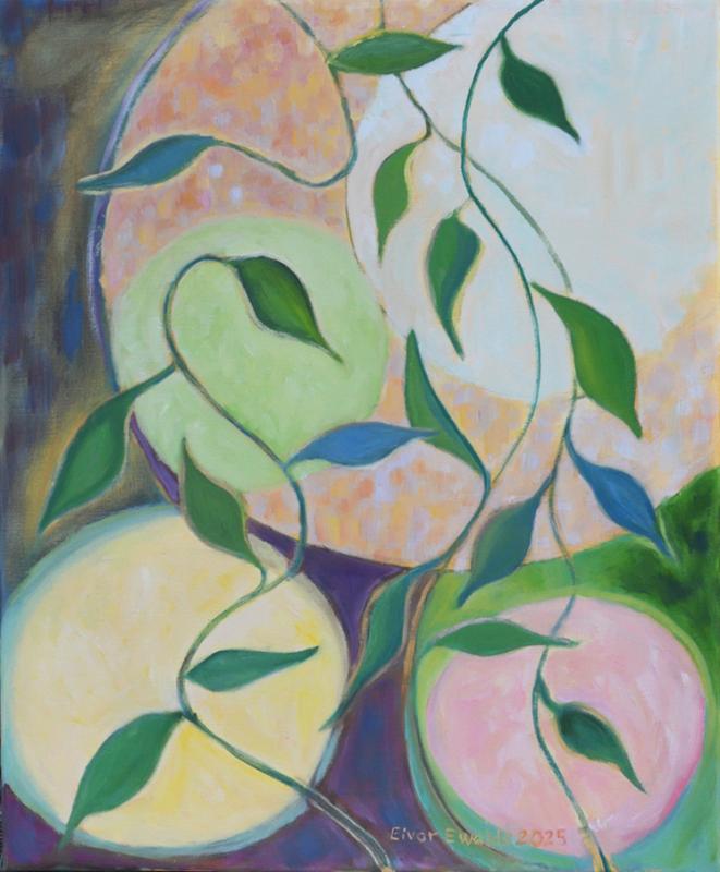 Dancing Leaves. Målning i olja 2025, 60x50 cm