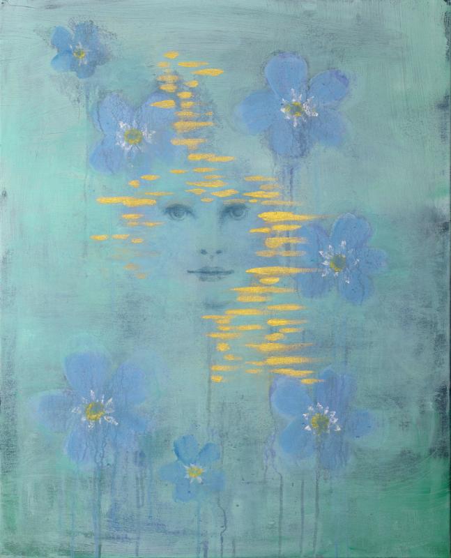 Tuija Karén "Heijastuksia"  akryyli, 81x65cm, 2024. Kuvaaja Pirjo Lempeä