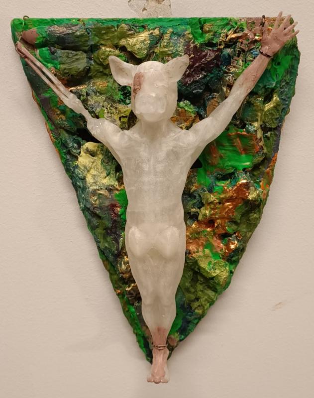 Hanging fat, 35 x23cm, mixed media ,2024