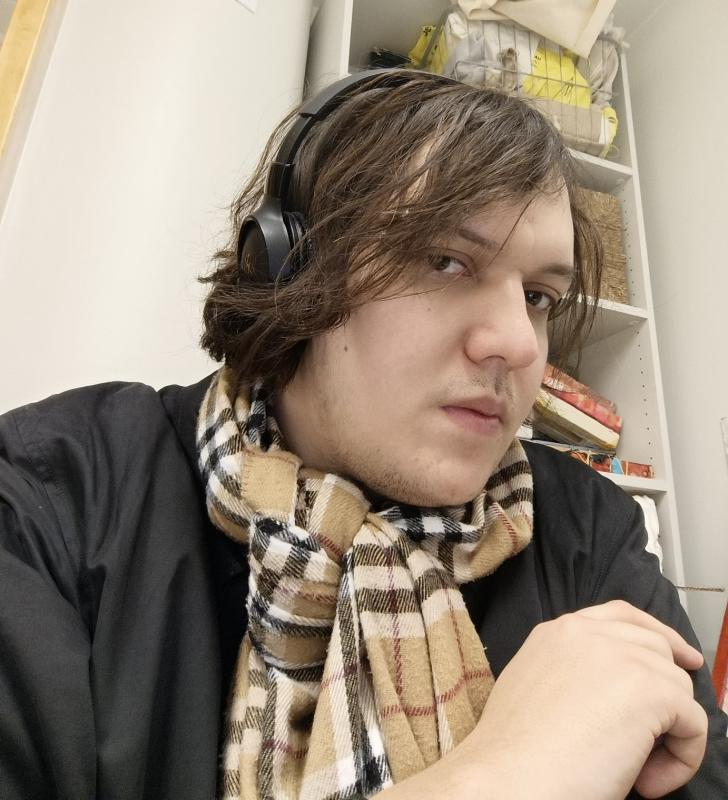 In the studio.
