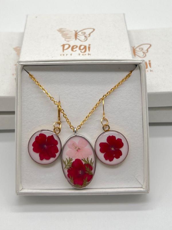 Resin natural flower jewelry set