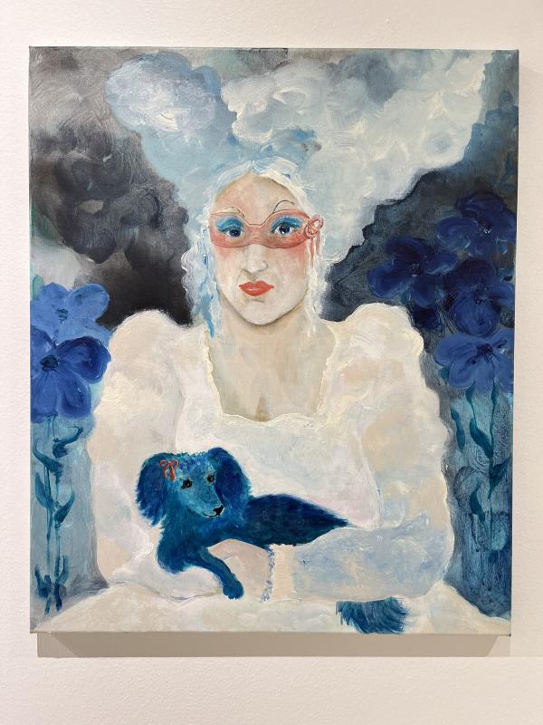 Koira nimeltä Blue Velvet, 46x38cm, akryyli kankaalle, 2024