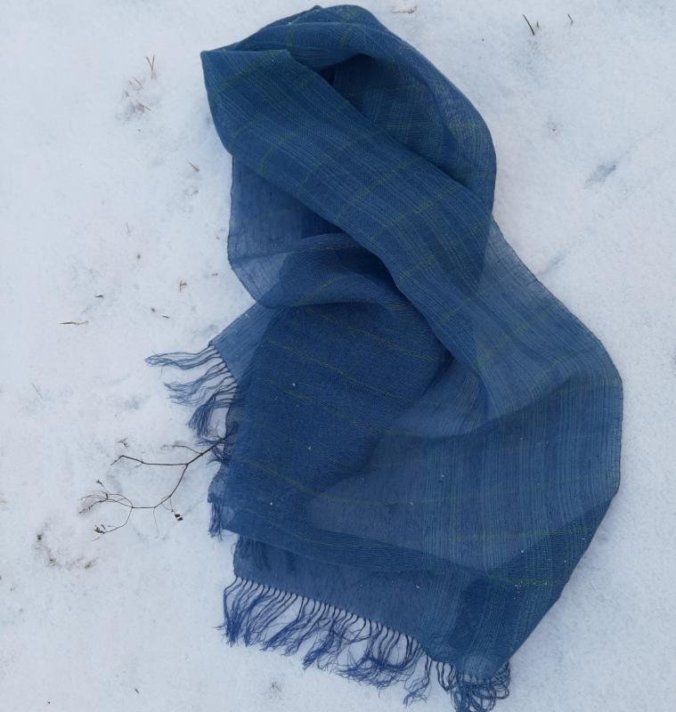 Huivi "Tuuli", pellavaa, kangaspuilla kudottu palttina, 60 cm x 200 cm