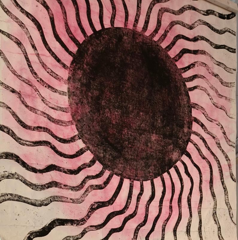 Anni-Sofia Knuuttila, SOL 2, puupiirros, 120 x 120 cm, 2024. Kuvaaja: Anni-Sofia Knuuttila.
