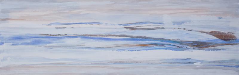 Tiina Herttua: Frozan landscape, maalaus kankaalle, 60x190 cm, 2025