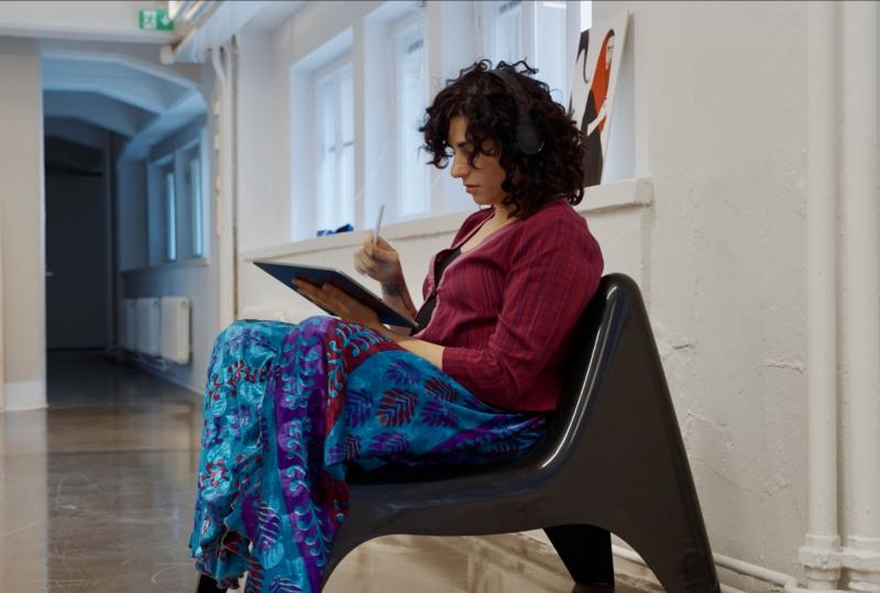 Kemê working at Kunsthaus Jägermeister. Image by Matias Aakko.