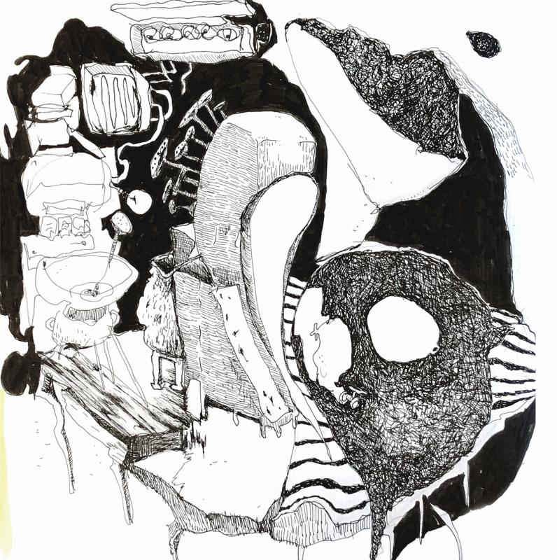 Heidi Suikkanen, Nimetön, tussi ja lyijykynä paperille, 22 x 22 cm, 2024, Heidi Suikkanen